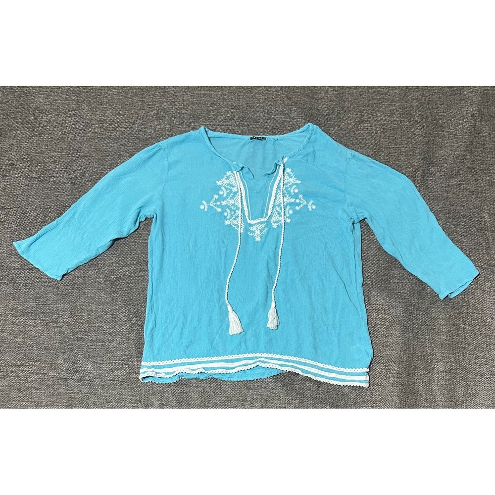 Hannah‎ Women's M Embroidered Tunic Blouse